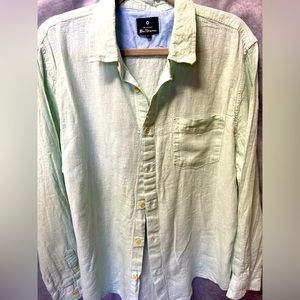 Ben Sherman. Button Down Shirt. Soft Mint green. Linen-Rayon. XL